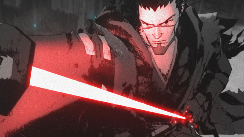 The Ronin unsheathes his lightsaber in Star Wars: Visions