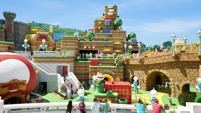 Yoshi's Adventure ride and surrounding landscape at Epic Universe