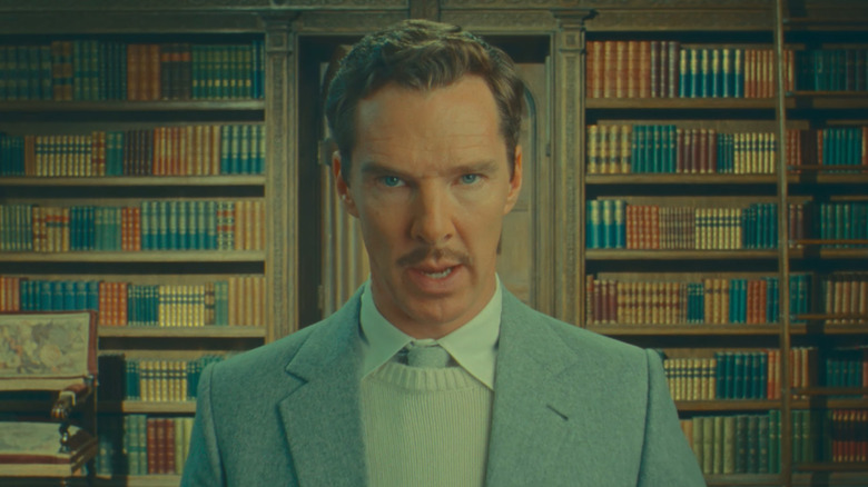 Benedict Cumberbatch as Henry Sugar, speaking to the camera in The Wonderful Story of Henry Sugar