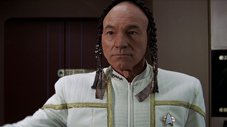 Jean-Luc Picard (Patrick Stewart) wears a ceremonial headdress in Star Trek: Insurrection