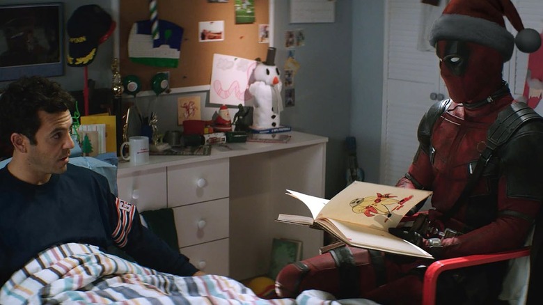 Fred Savage as himself and Ryan Reynolds as Deadpool telling him a bedtime story in Once Upon A Deadpool