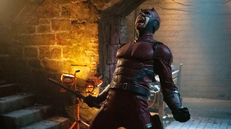 Charlie Cox as Daredevil, screaming in a cellar on Daredevil: Born Again