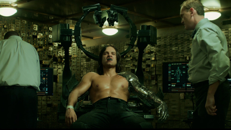 Bucky (Sebastian Stan) surrounded by brainwashing tech in Captain America: The Winter Soldier