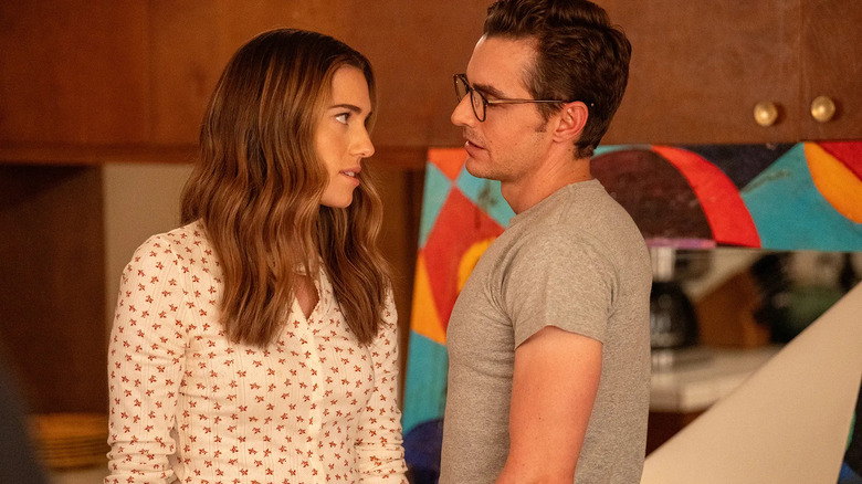 Morgan and Jonah talking intensely in Regretting You
