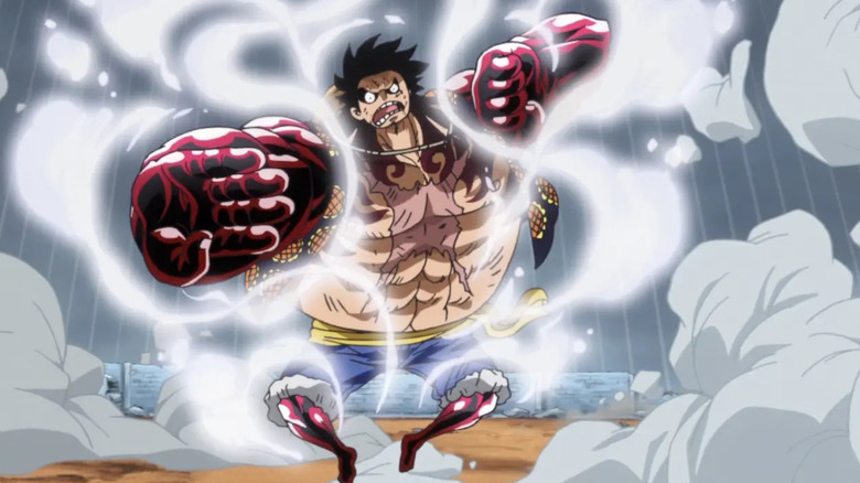 Luffy turning into Bounce-Man using Gear 4 in One Piece