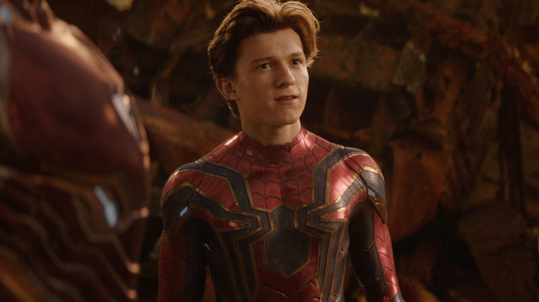 Peter Parker with his Spider-Man mask off in Avengers: Infinity War