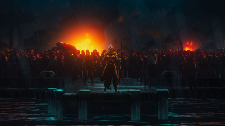 Zombie Okoye leading a zombie army in Marvel Zombies