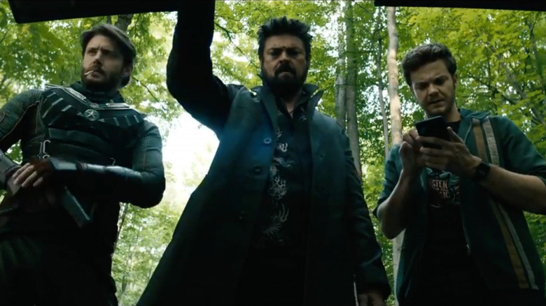 The Boys Season 3 - trunk shot of Soldier Boy, Butcher, and Hughie