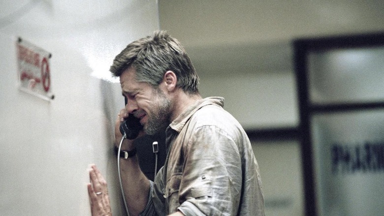 Brad Pitt on phone in Babel
