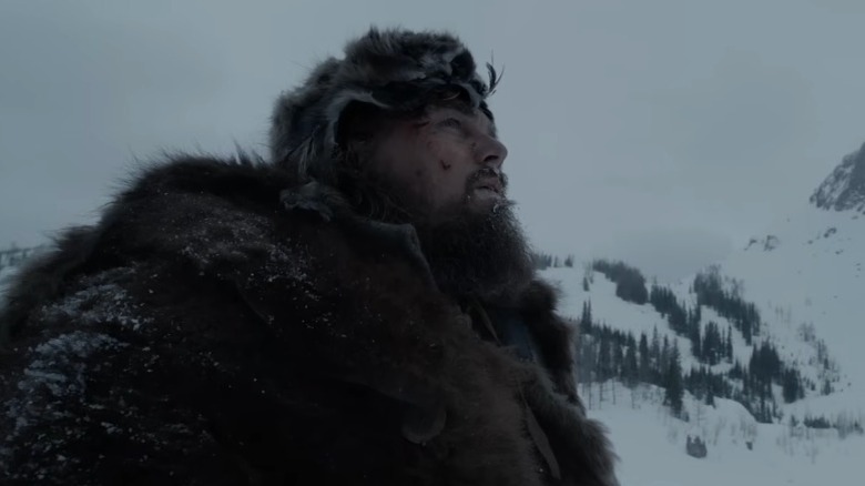 Leonardo DiCaprio's Hugh Glass in winter in The Revenant
