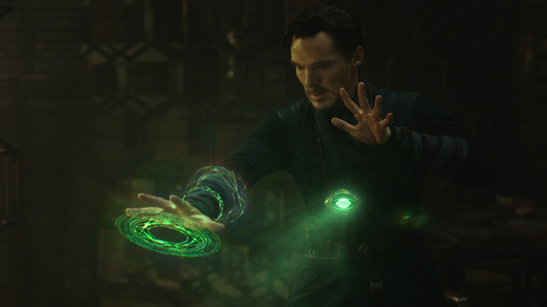 Benedict Cumberbatch as Stephen Strange using the Eye of Agamotto in Doctor Strange