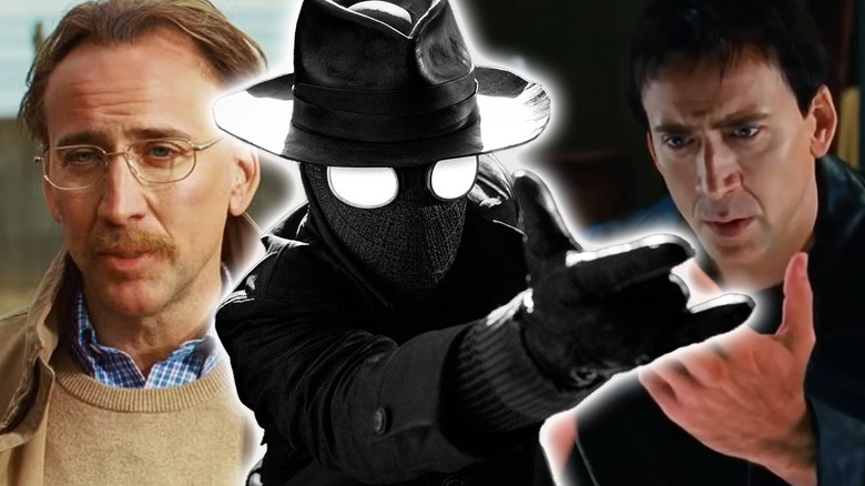 Big Daddy (Nicolas Cage), Spider-Man Noir (Cage), and Johnny Blaze (Cage) lined up together