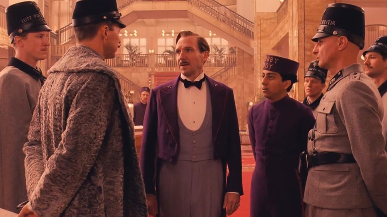 The Grand Budapest Hotel staff holds a meeting