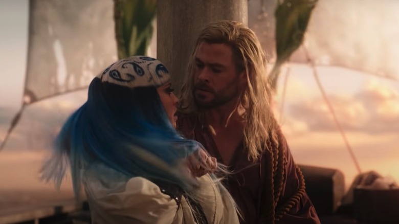 Chris Hemsworth and the pirate alien in Thor: Love and Thunder
