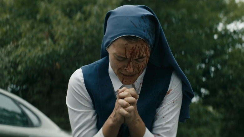 Bloody nun praying on The Boys