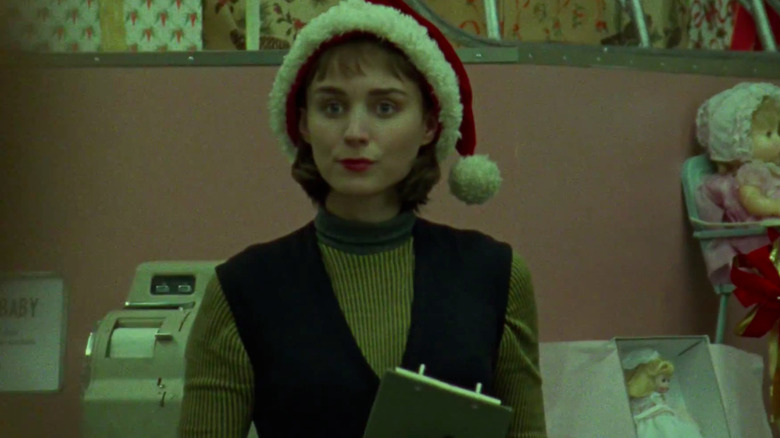 Rooney Mara wearing a Santa hat