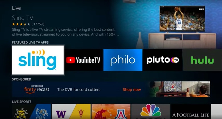 amazon fire tv live