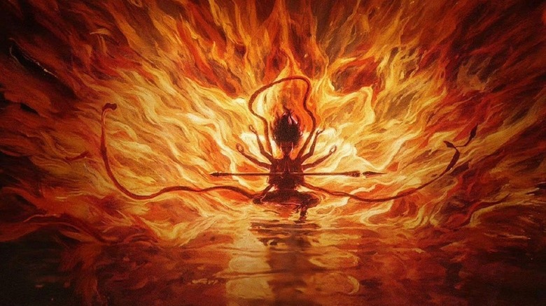 A god bathed in fire in Ne Zha 2