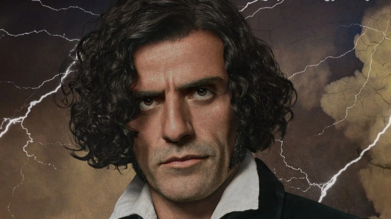 Poster for Frankenstein (2025) showing Oscar Isaac as Victor Frankenstein
