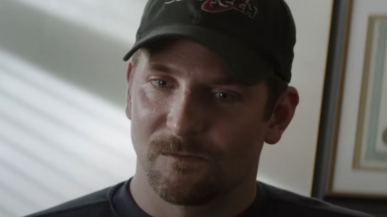 Bradley Cooper as Chris Kyle looking serious in American Sniper