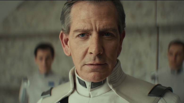 Ben Mendelsohn as Orson Krennic wearing his white uniform in Andor season 2