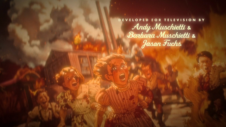 The animated intro of It: Welcome to Derry with a bunch of screaming, bloodied children