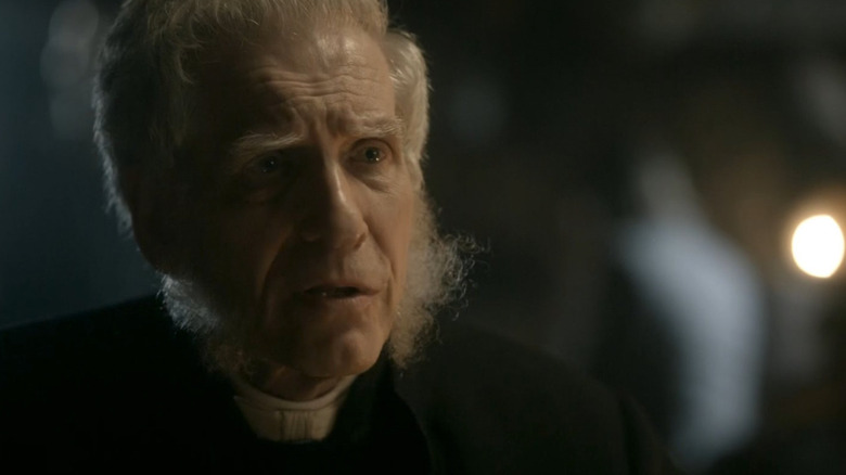 David Cronenberg wearing facial hair attachments in 'Alias Grace'