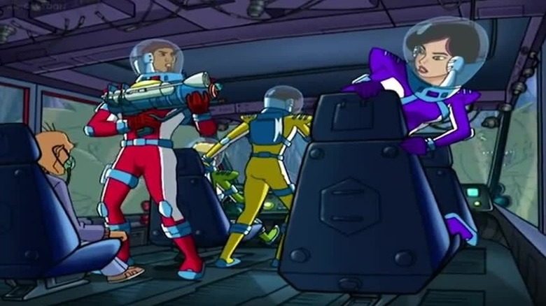 The Alienators in an undersea vessel and space suits prepping for action in Alienators: Evolution Continues