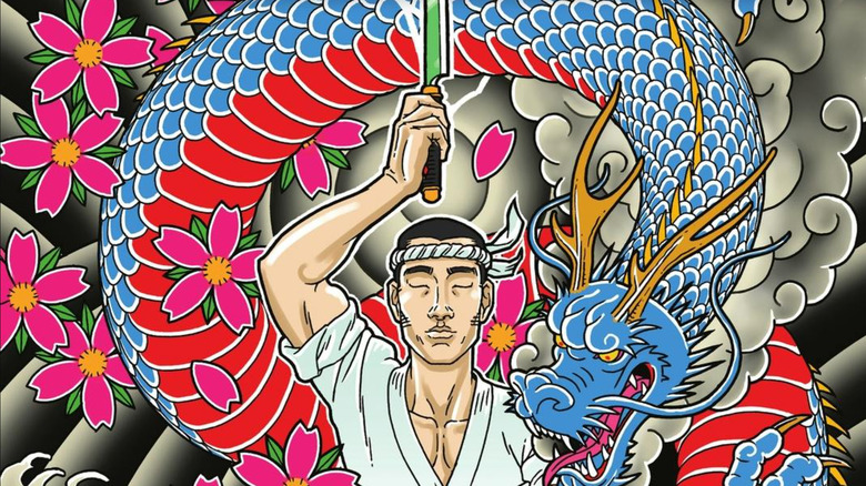 Get Jiro! Complete Collection cover, showing Jiro holding up knife and surrounded by Chinese dragon