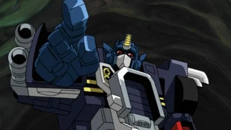 Transformers: Armada, "Mortal Combat" - Optimus Prime pointing at an offscreen Megatron