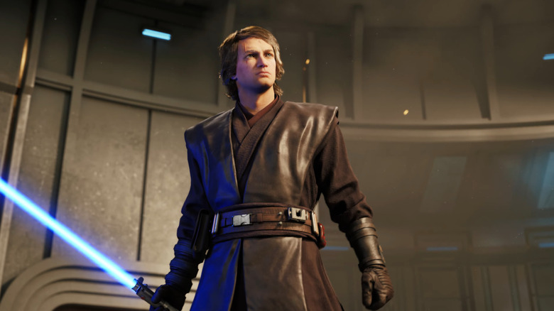 Anakin Skywalker holding his lightsaber in Star Wars Zero Company
