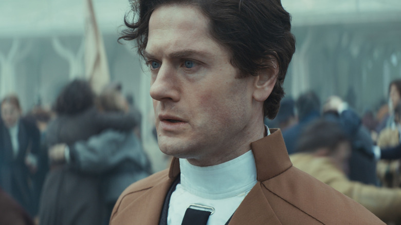 Kyle Soller as Syril Karn with a look of horror on his face in the Andor season 2 episode Who Are You?