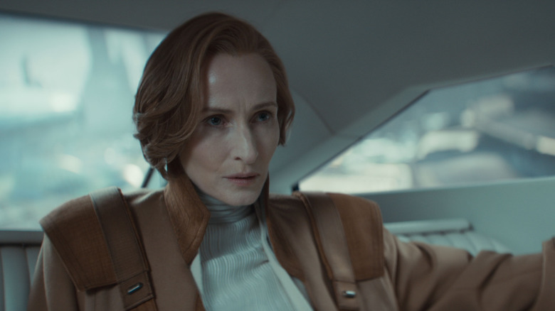 Mon Mothma sitting in the back of the speeder in the Andor season 2 episode Welcome to the Rebellion