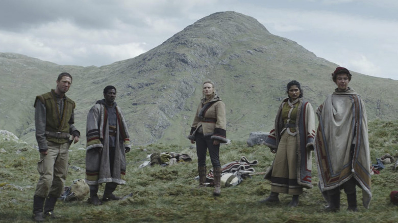 Ebon Moss-Bachrach, Gershwyn Eustache Jnr, Faye Marsay, Varada Sethu and Alex Lawther in Andor