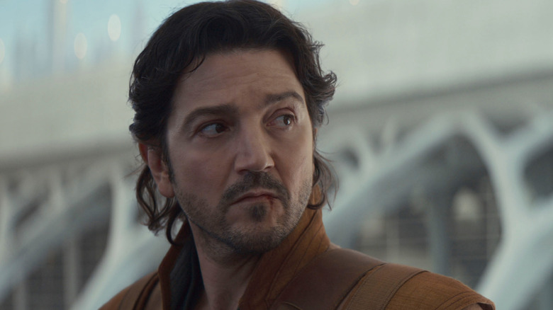 Diego Luna as Cassian Andor looking wary in Andor season 2