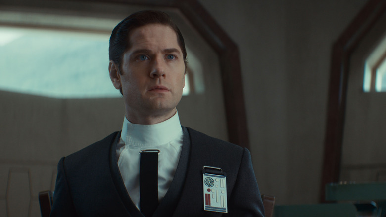 Syril Karn has a big dumb look of bewilderment on his weasel face in Andor
