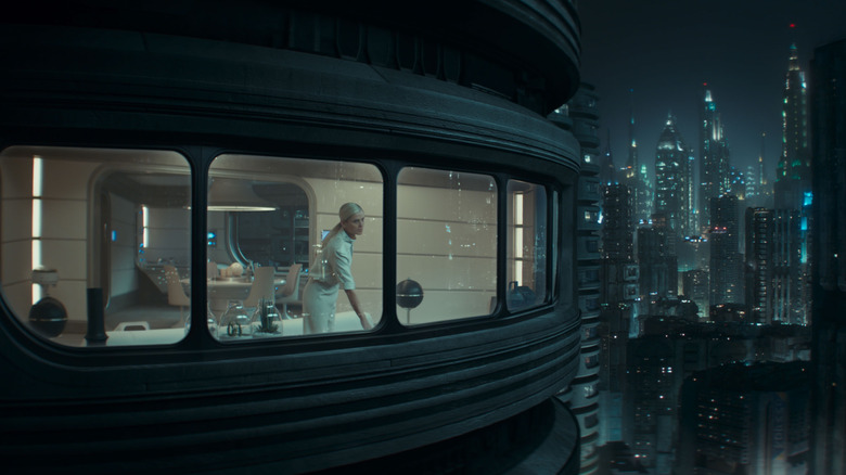Dedra Meero looks out the window of her apartment on Coruscant in Andor season 2