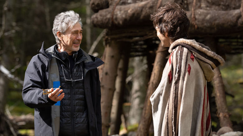 Tony Gilroy and Diego Luna on the set of Andor