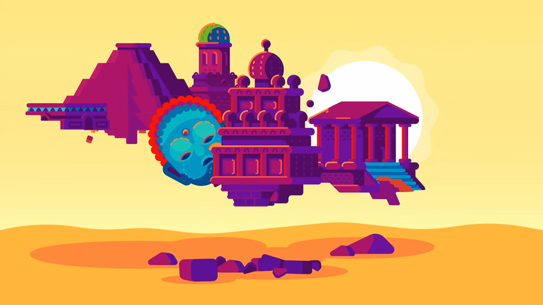 A floating temple and other religious images from The Egg