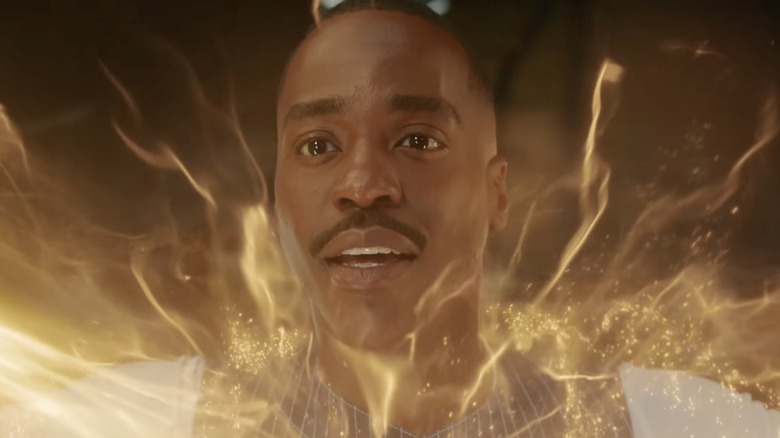 Ncuti Gatwa as the Fifteenth Doctor regenerates in Doctor Who