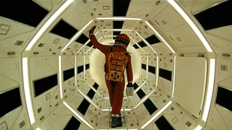 Dave the astronaut walking through a corridor in 2001: A Space Odyssey