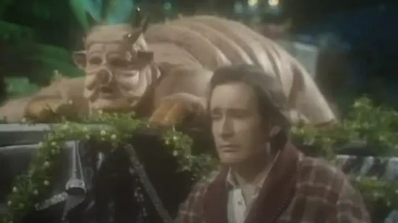 Arthur being stalked by a talking animal in The Hitchhicker's Guide to the Galaxy