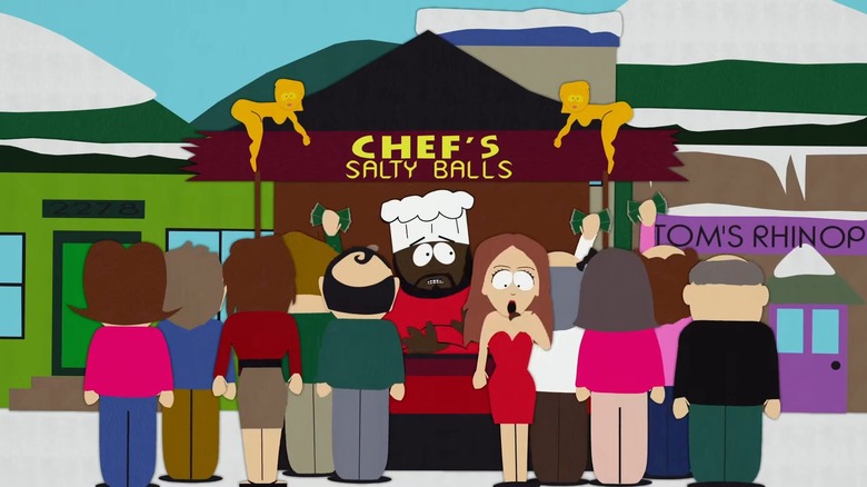 Chef selling his chocolate salty balls in South Park