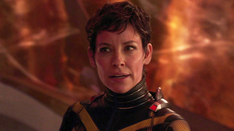 Wasp (Evangeline Lilly) looking skeptical in "Ant-Man and the Wasp: Quantumania."