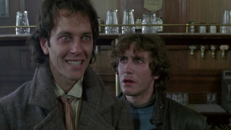Withnail (Richard E. Grand) and I (Paul McGann) are crazed and distraught in a bar in Withnail and I
