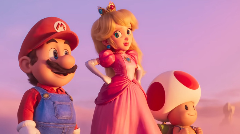Mario, Peach, and Toad in The Super Mario Bros. Movie