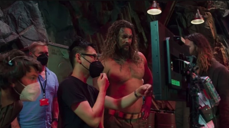 James Wan and Jason Momoa on the set of Aquaman 2