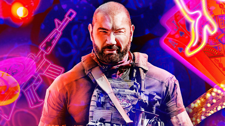Dave Bautista squinting on the Army of the Dead poster