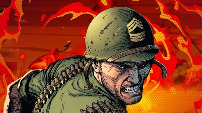 Sgt. Rock clenches his teeth amid the hellfire of war