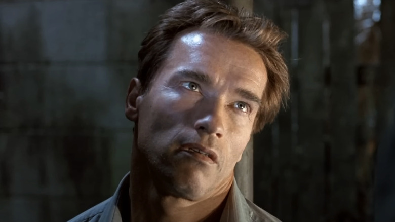 O agente Harry Tasker parece impressionado em True Lies